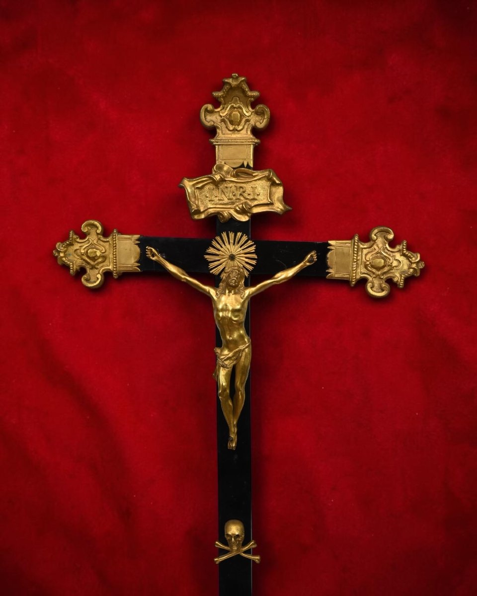 Crocefisso In Legno e Bronzo Dorato - Italia XVIII Secolo  -photo-1
